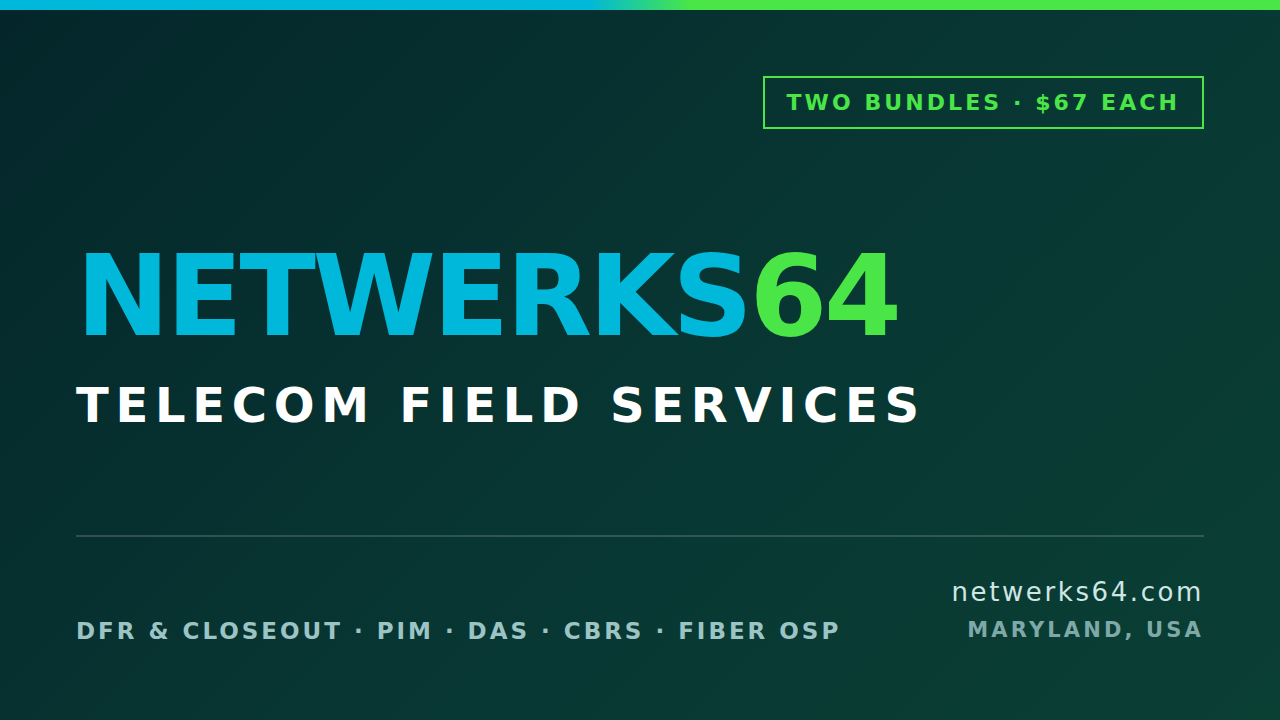 NETWERKS64 reporting and closeout tools for telecom field services